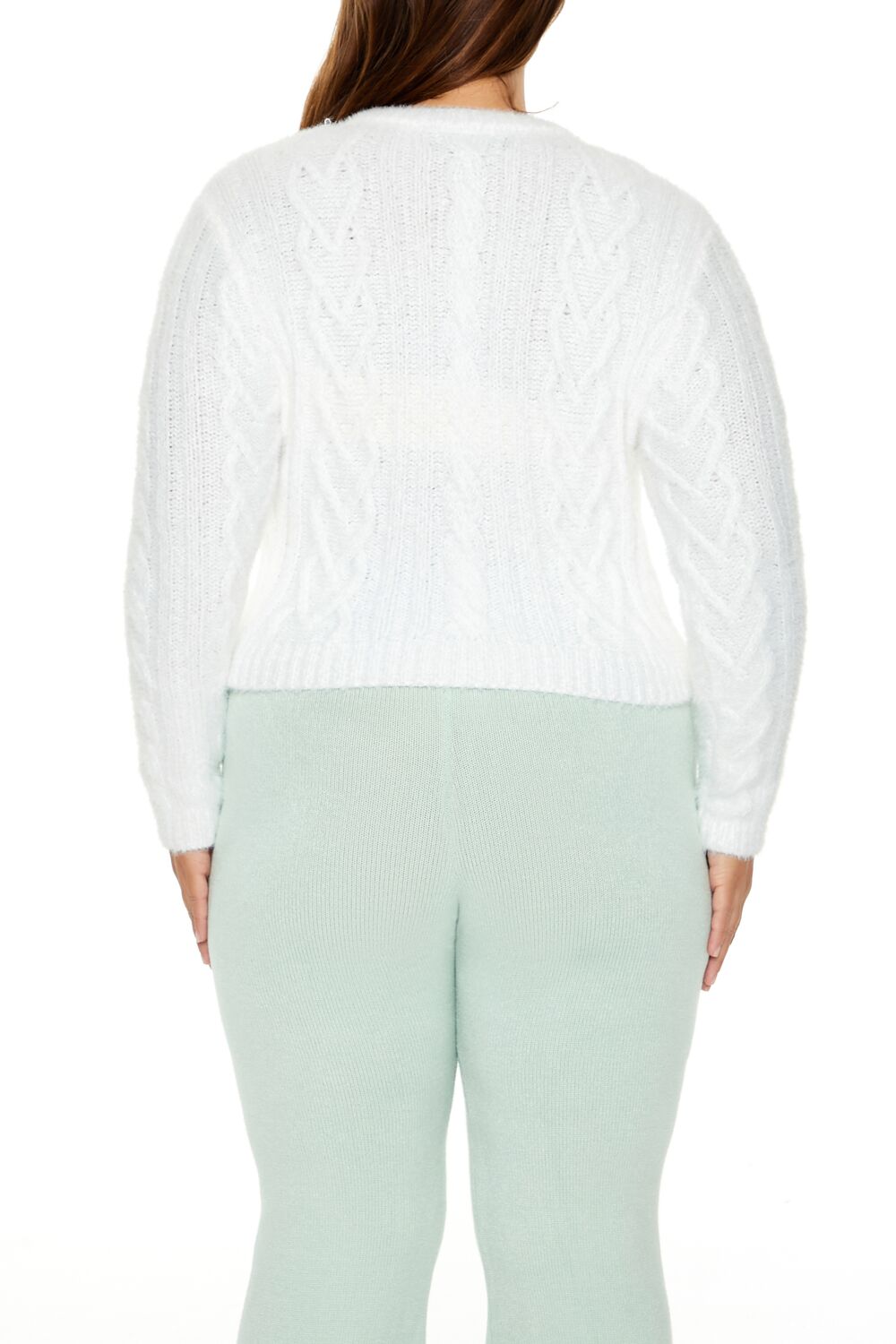 Plus Size Fuzzy Cable Knit Sweater