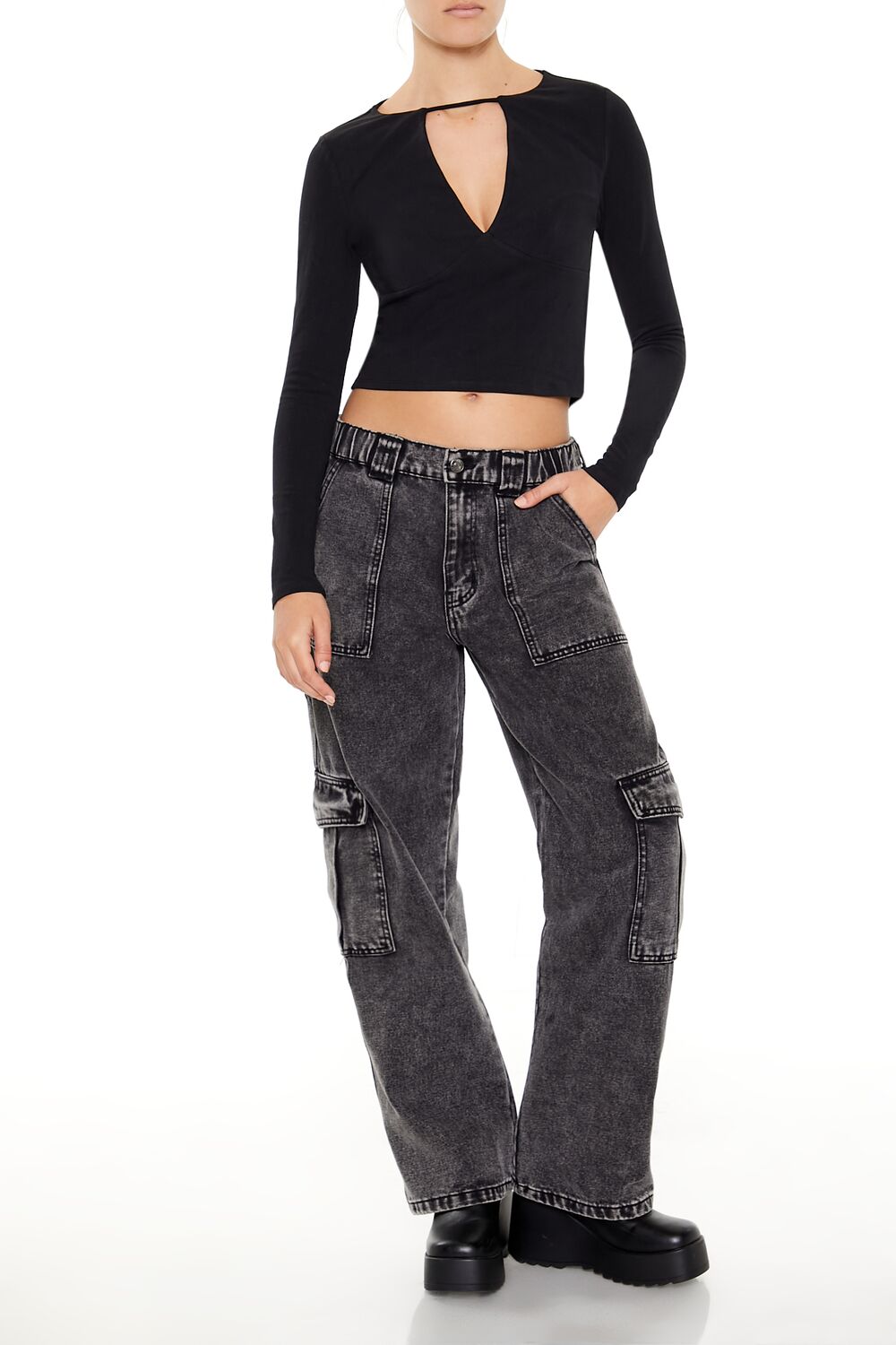 Jersey Knit Cutout Crop Top