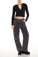 Jersey Knit Cutout Crop Top