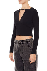 Jersey Knit Cutout Crop Top