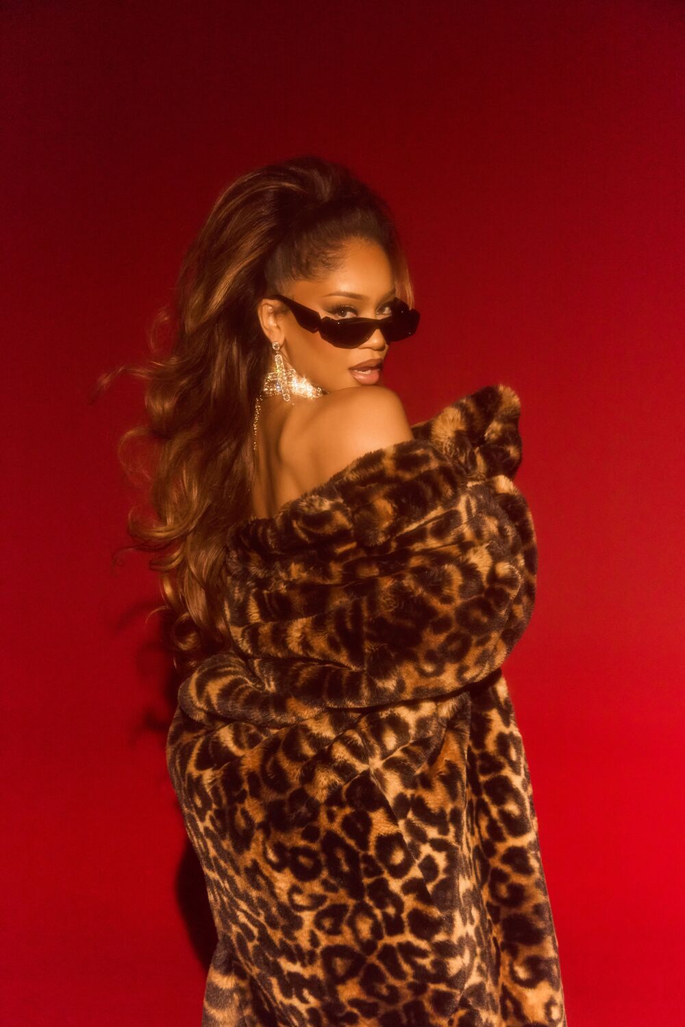 Faux Fur Leopard Print Coat