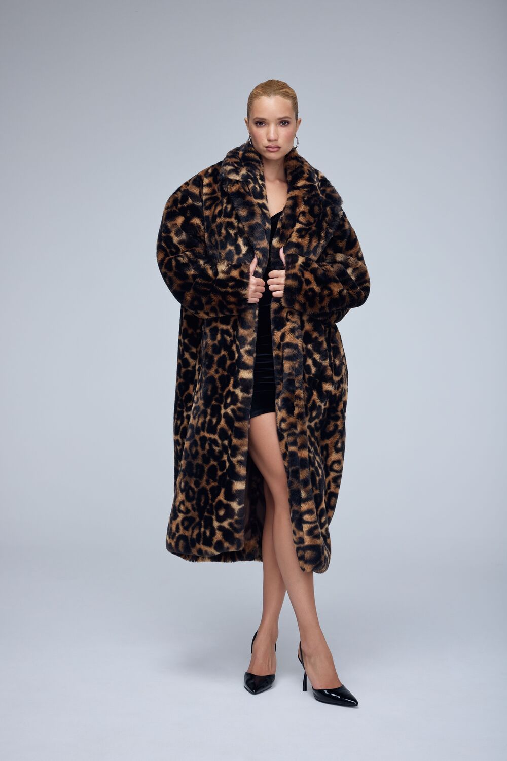 Faux Fur Leopard Print Coat