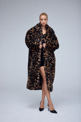 Faux Fur Leopard Print Coat