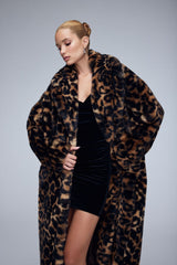 Faux Fur Leopard Print Coat