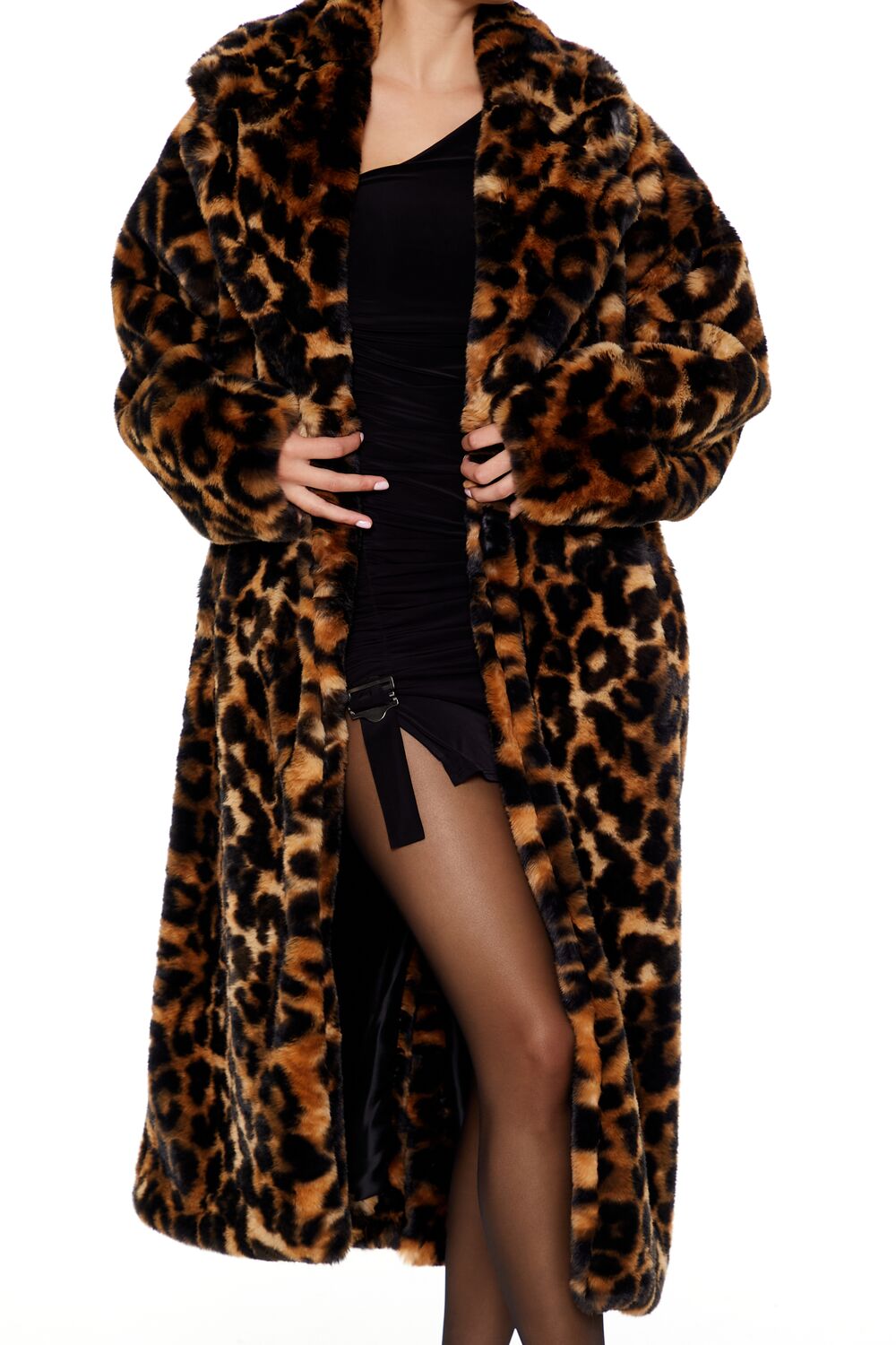 Faux Fur Leopard Print Coat