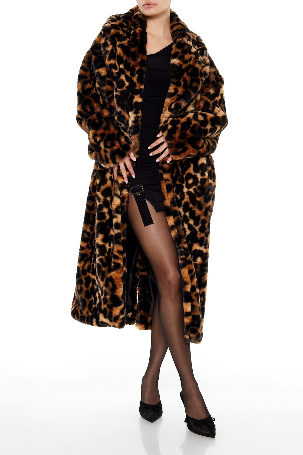 Faux Fur Leopard Print Coat