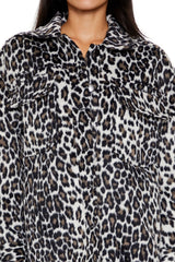 Faux Suede Leopard Print Shacket