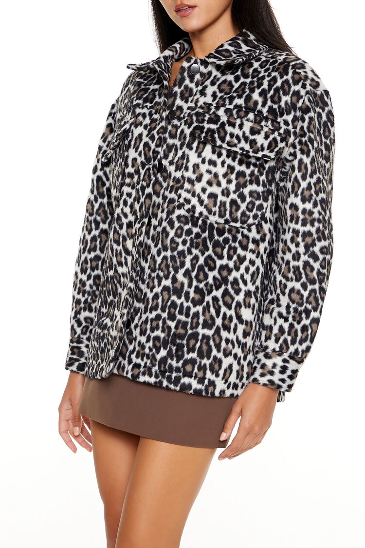 Faux Suede Leopard Print Shacket