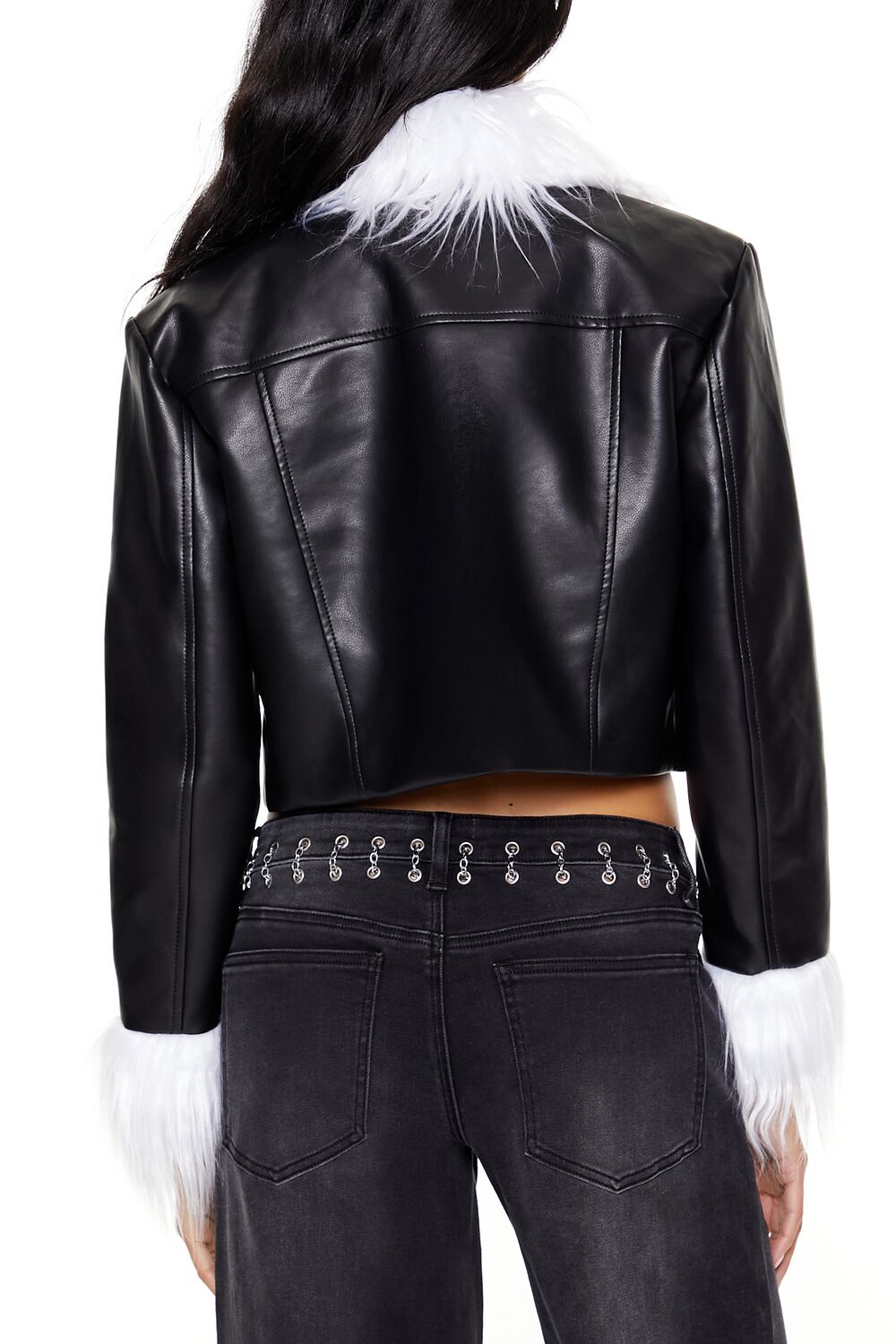 Faux Fur & Leather Trucker Jacket