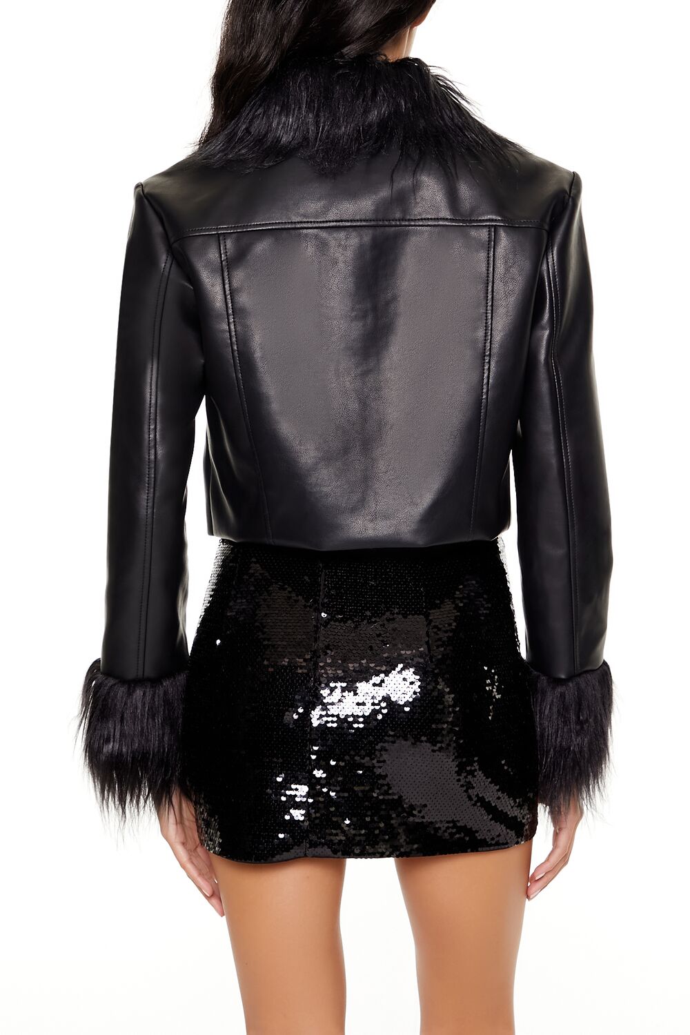 Faux Fur & Leather Trucker Jacket