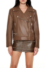 Faux Leather Zip-Up Moto Jacket