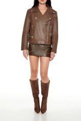Faux Leather Zip-Up Moto Jacket