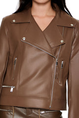 Faux Leather Zip-Up Moto Jacket