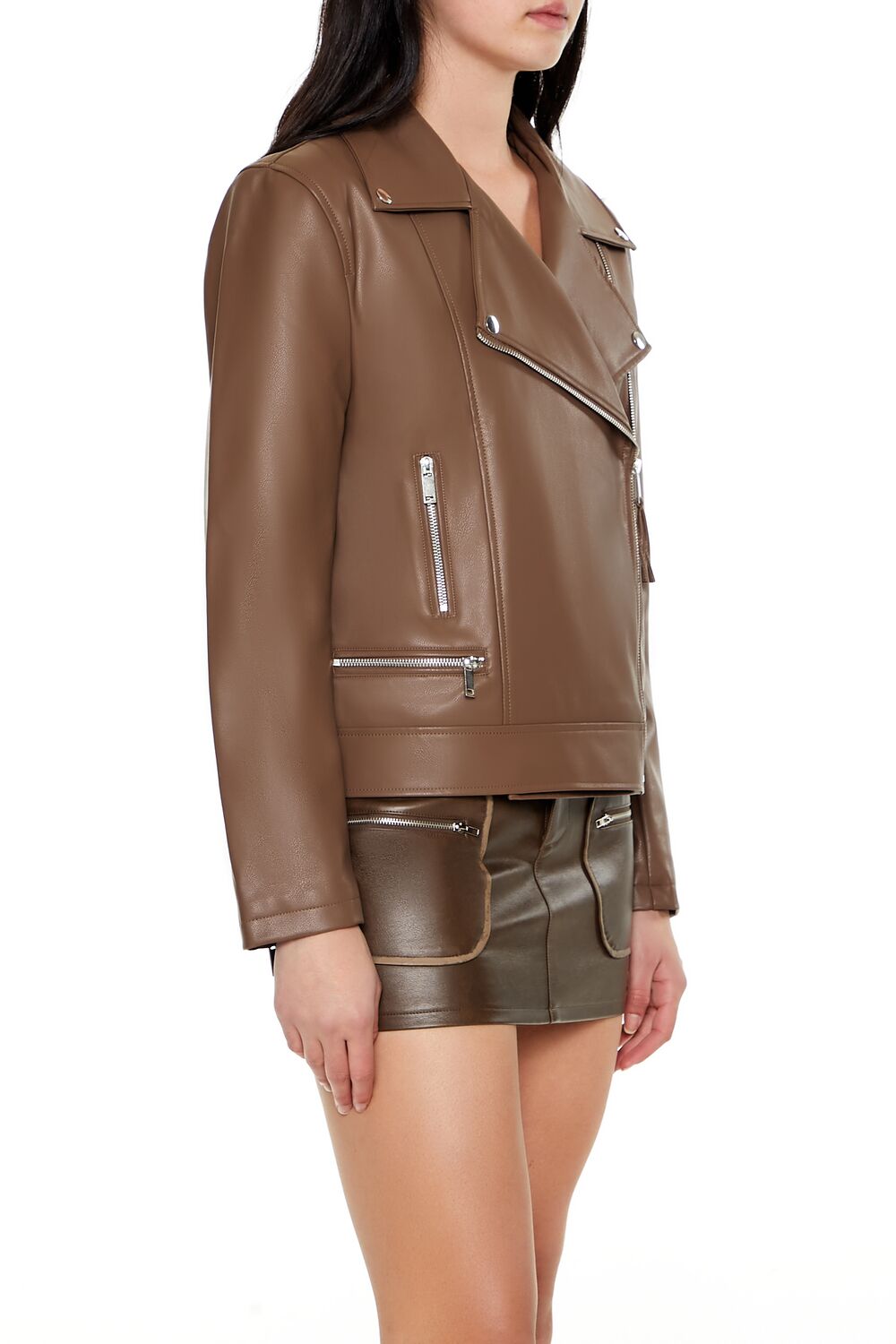 Faux Leather Zip-Up Moto Jacket