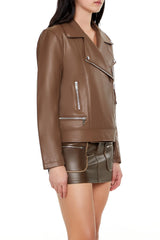 Faux Leather Zip-Up Moto Jacket