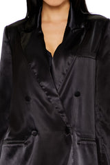 Satin Double-Breasted Blazer