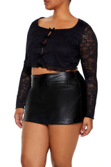 Plus Size Cutout Bow Crop Top