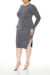 Plus Size Glitter Knit Midi Dress