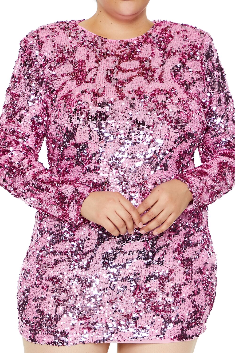 Plus Size Sequin Cutout Mini Dress