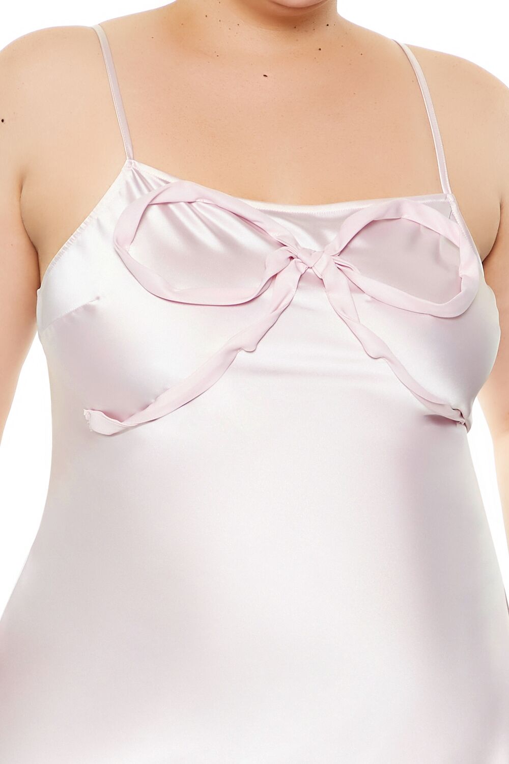 Plus Size Satin Bow Mini Slip Dress