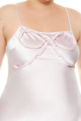 Plus Size Satin Bow Mini Slip Dress