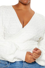 Plus Size Cable Knit Surplice Top