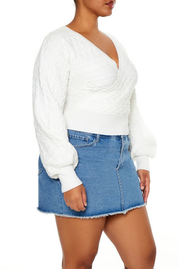 Plus Size Cable Knit Surplice Top