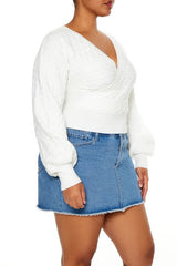 Plus Size Cable Knit Surplice Top