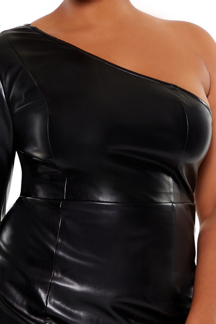 Plus Size Faux Leather Mini Dress