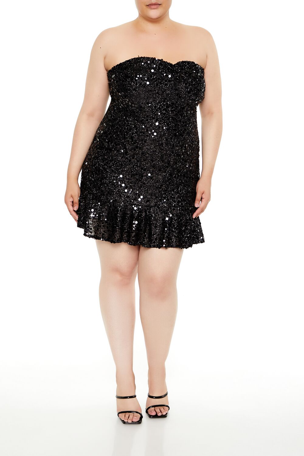 Plus Size Sequin Sweetheart Mini Dress