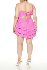 Plus Size Tiered Velvet Mini Dress