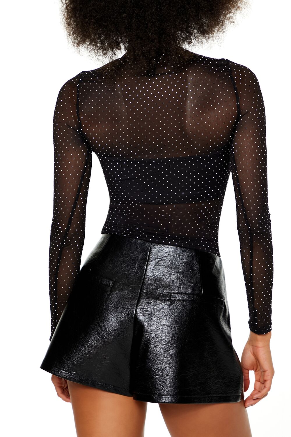 Sheer Mesh Rhinestone Top