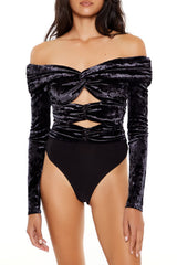 Velvet Off-the-Shoulder Bodysuit