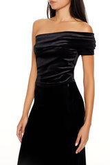 Velvet One-Shoulder Crop Top