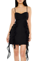 Ruffle Lace-Up Mini Dress