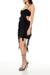 Ruffle Lace-Up Mini Dress