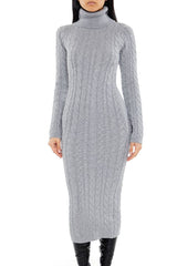 Cable Knit Midi Sweater Dress