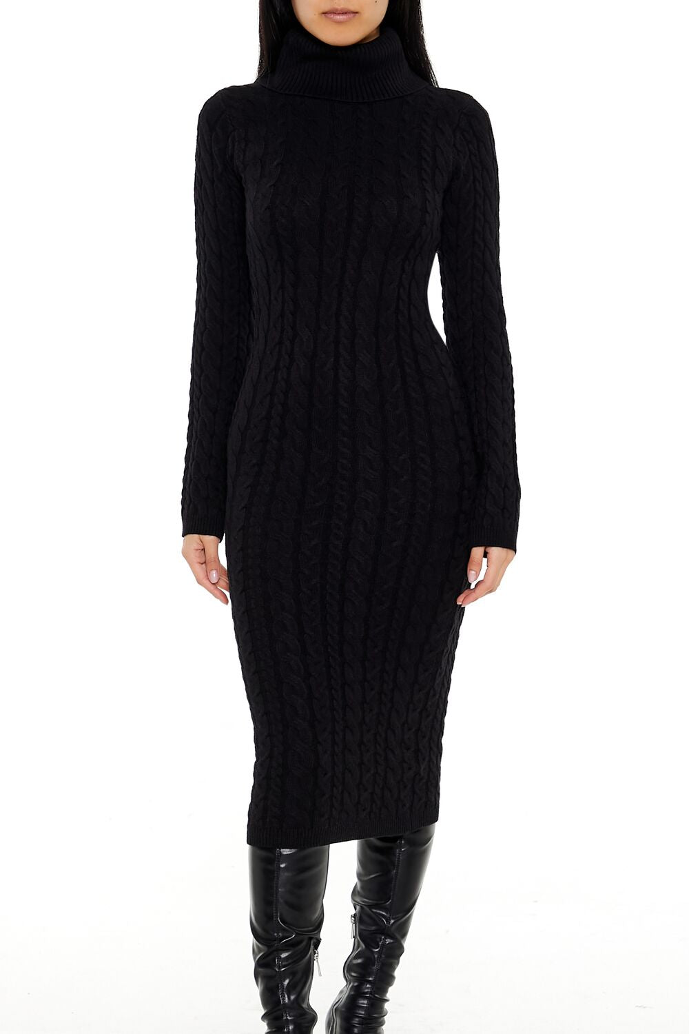 Cable Knit Midi Sweater Dress