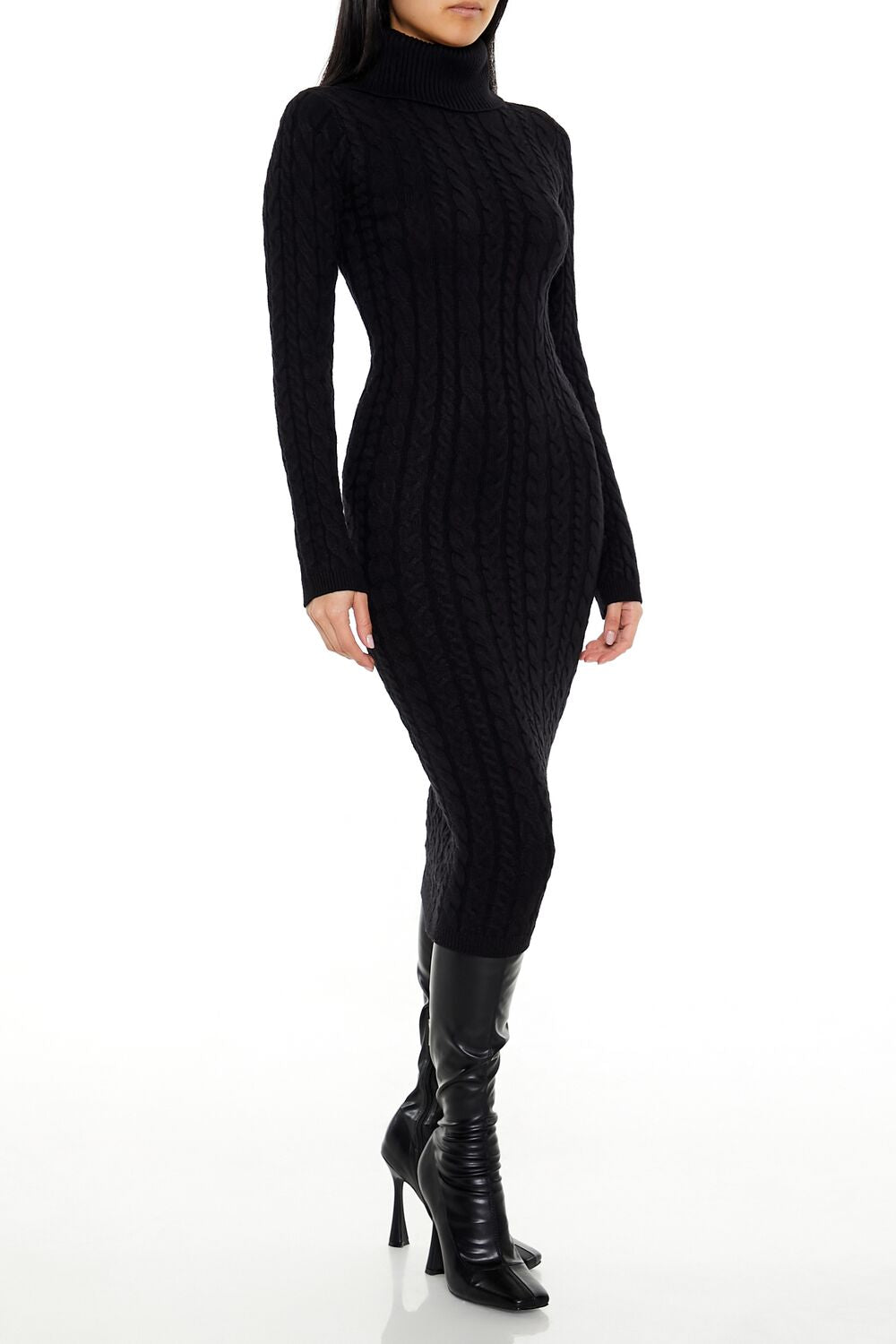 Cable Knit Midi Sweater Dress
