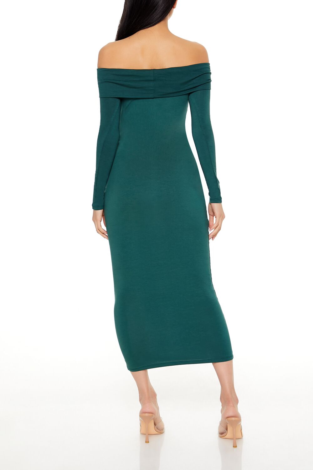 Foldover Off-the-Shoulder Midi Dress