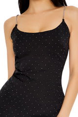 Rhinestone Metallic-Strap Cami Mini Dress