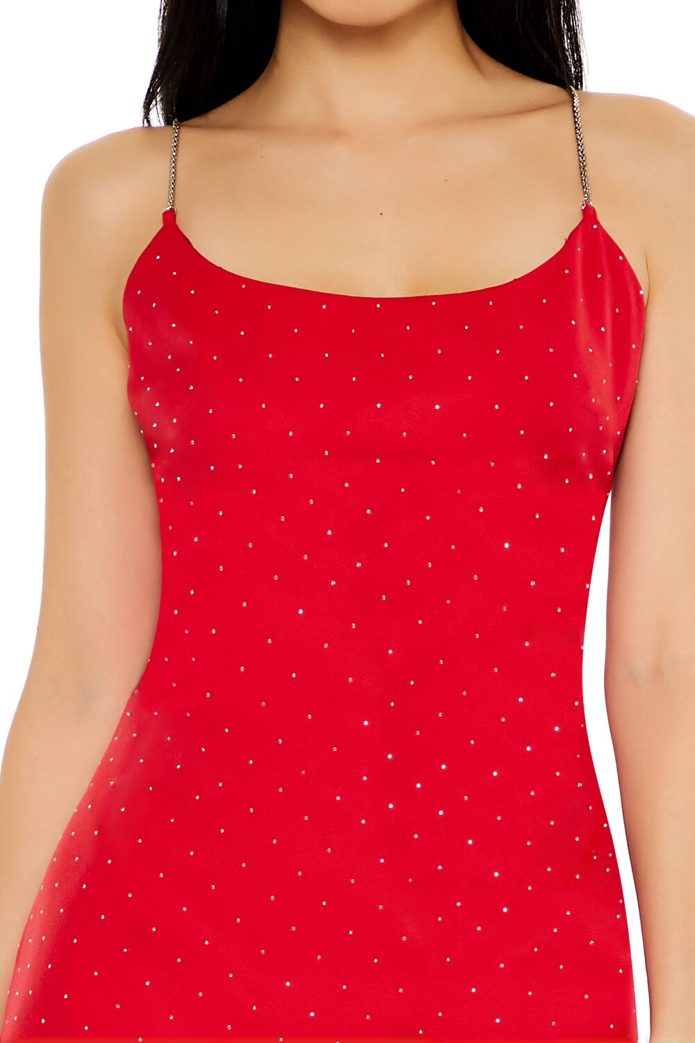 Rhinestone Metallic-Strap Cami Mini Dress