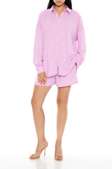 Textured Shirt & Shorts Set