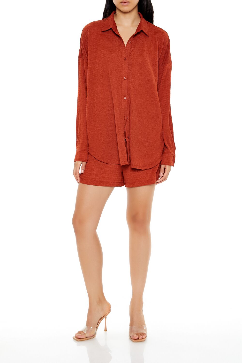 Textured Shirt & Shorts Set