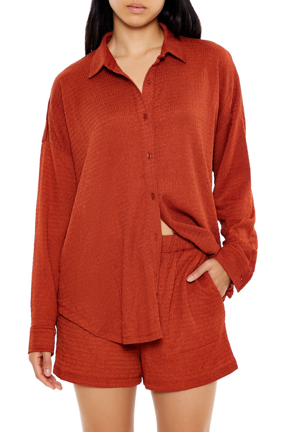 Textured Shirt & Shorts Set