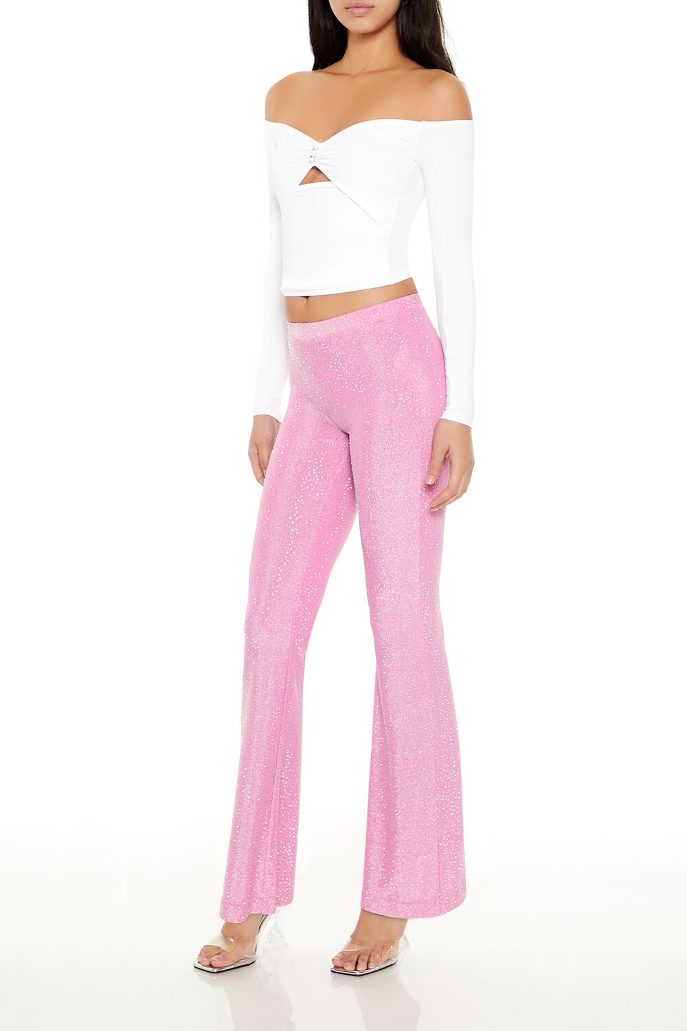 Glitter High-Rise Flare Pants