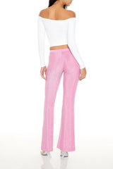 Glitter High-Rise Flare Pants
