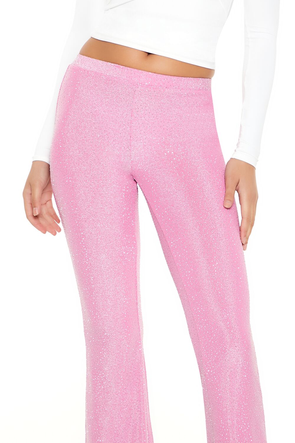 Glitter High-Rise Flare Pants