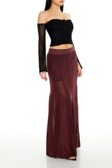 Sheer Overlay Maxi Skirt