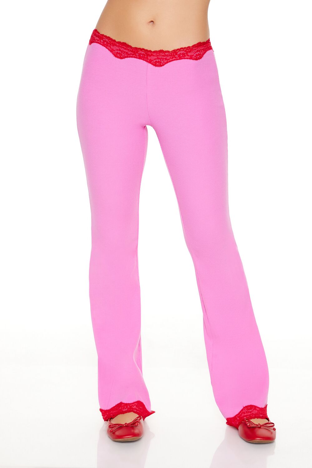 Lace-Trim Flare Leggings